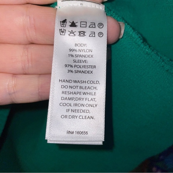 Bailey 44 Ribbed Puffy Patchwork Blouse Green Long-Sleeve Top Size Large - Picture 6 of 7